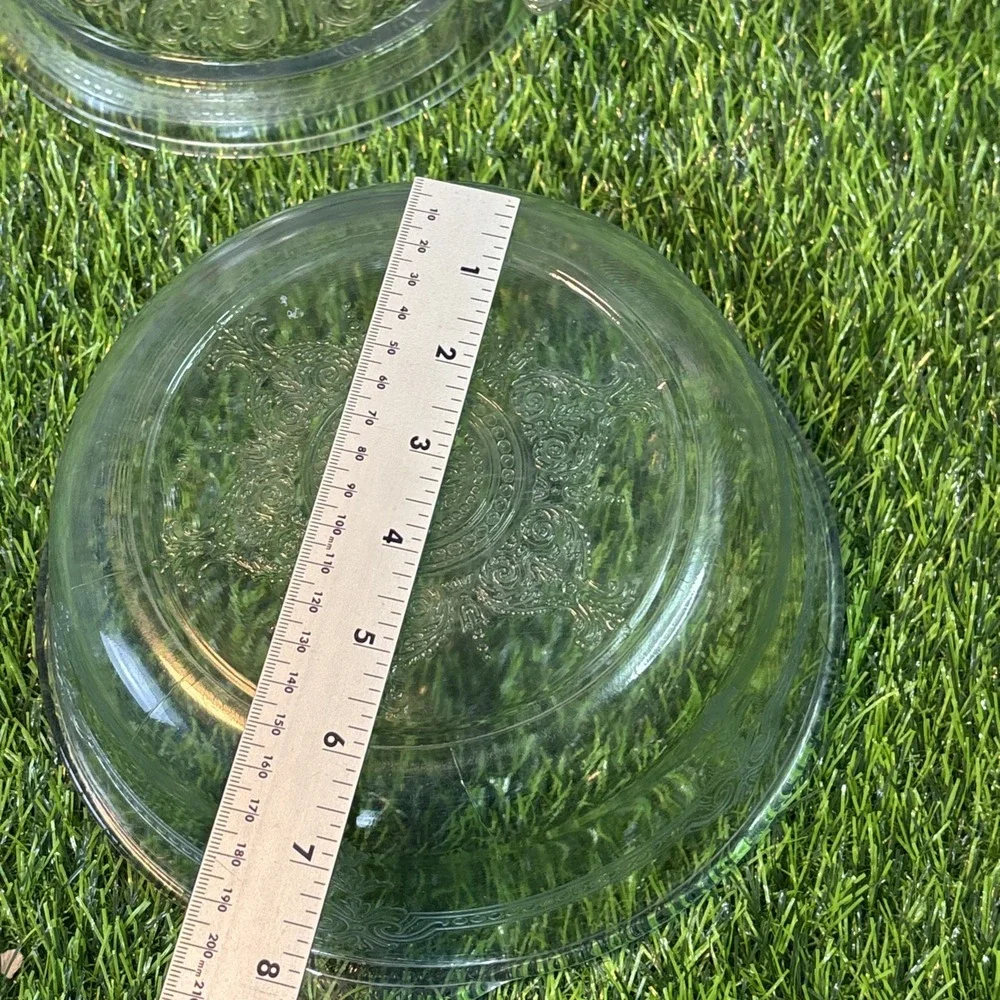 Fire-King Clear Glass‎ Scroll Pattern 3-Piece Bowl & Pie Plate Lot Vintage